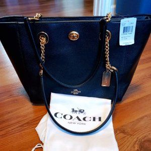 Coach 57107 Pebbled Turnlock Chain 27 Tote